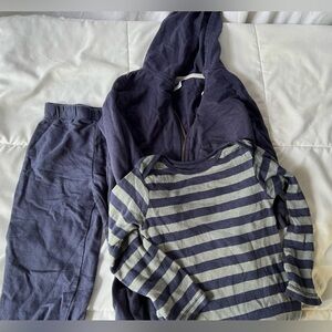 Carters Boys Cotton navy Blue 3 piece joggers, zip up, onesie stripes Navy Blue